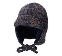 Sterntaler Fliegermütze für Baby Jungen - Strickware aus Teddy mit Ohrenklappen und Bindeband - Marine, 49
