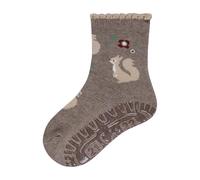 Sterntaler Fliesen Flitzer AIR Mädchen - Frottee im Sohlenbereich - hoher Baumwollanteil - trageangenehme Stoppersocken mit Eichhörnchen Motiv - beige melange, Größe 26