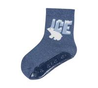 Sterntaler Fliesen Flitzer SOFT Jungen - Stoppersocken mit Motiv Eisbär - hoher Baumwollanteil - weich mit Innenfrottee - Baby- und Kinder Haussocken - jeansblau mel., Gr. 24