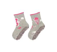 Sterntaler Glitzer Flitzer AIR 2er Pack Seepferd - Baby Fliesen Flitzer für Mädchen im Doppelpack - Stoppersocken mit rutschfester Sohle - Fliesensocken mit Motiven - hellgrau melange, 18