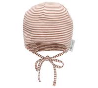 Sterntaler GOTS Beanie Ringel - Babymütze aus Singlejersey (Bio) gestreift - anschmiegsame Unisex Beanie Mütze zum Binden - Baby und Kinder Übergangsmütze, braun, Größe 43