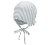 Sterntaler GOTS Beanie Ringel - Babymütze aus Singlejersey (Bio) gestreift - anschmiegsame Unisex Beanie Mütze zum Binden - Baby und Kinder Übergangsmütze, graublau, Größe 43