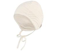 Sterntaler GOTS Strickmütze aus Bio-Baumwolle mit Ohrenklappen und Bindebändern, gefüttert mit Bio-Baumwollfleece - Mädchen - warm und weich - Mütze für Baby und Kinder, Ecru, Größe 41