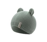 Sterntaler GOTS Strickmütze Ohren - Babymütze aus Baumwolle (Bio) - anschmiegsame Unisex Beanie Mütze mit 3D Öhrchen - Baby und Kinder Übergangsmütze, steingrün, Größe 45
