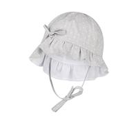 Sterntaler Hut kleine Herzen - Sonnenhut aus Viskose-Mischgewebe mit Herzchen-Print, gefüttert mit Bio-Baumwoll-Batist, Bindeband, Größenregulierung, UV-Schutz 50+ - Lichtgrau, Größe 51