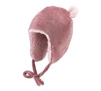 Sterntaler Inka Mütze in Cord Optik - Babymütze aus Stretchmaterial mit dekorativen Öhrchen - Mädchen Mütze mit angeschnittenen Ohrenklappen und Bindeband, gefüttert mit Teddyplüsch - mattrosa,39