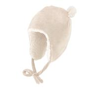 Sterntaler Inka Mütze in Cord Optik - Babymütze aus Stretchmaterial mit dekorativen Öhrchen - Unisex Mütze mit angeschnittenen Ohrenklappen und Bindeband, gefüttert mit Teddyplüsch - Natur, 45