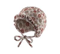 Sterntaler Inka Mütze mit Blumen Druck und Kleiner Rüsche - Mädchen Babymütze aus Mischgewebe mit angeschnittenen Ohrenklappen und Bindeband - Häubchen, gefüttert mit Baumwollfleece - beige, 43