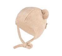 Sterntaler Inkamütze aus Teddyflausch - süße Mädchen Babymütze mit Ohren und Bindebänder - gefüttert mit Baumwollfleece - warme Mütze in beige, Größe 45