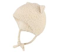 Sterntaler Inkamütze mit Ohren - Teddy-Mütze für Mädchen mit Ohrenklappen und Bindeband - Warm gefüttert mit Baumwollfleece - Kinder Wintermütze, Natur, Größe 43