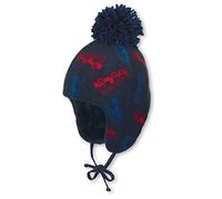 Sterntaler - Jungen Baby Wintermütze gefüttert Inkamütze zum Binden Fleecemütze mit Bommel Feuerwehr, Marineblau - 4611937, Größe 45