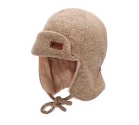 Sterntaler Jungen Fliegermütze - Teddy Mütze mit Ohrenklappen und Bindeband - Beige, 47