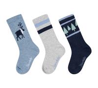 Sterntaler - Kid's Socken 3-Pack - Multifunktionssocken, Gr. 17-18, grau (Blau/Hirsch)