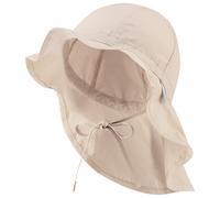 Sterntaler Sonnenhut - Unisex Sommerhut - UV-Schutz 50+ Mütze mit breiter Krempe und Größenregulierung - Nackenschutz - Bindebänder - Baby Kinder Kopfbedeckung aus Popeline (Bio) - beige,Größe 43