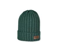 Sterntaler - Kinder Jungen Wintermütze Strickmütze mit Logobadge aus Baumwollflecce, dunkelgrün - 4721909, Größe 51/53