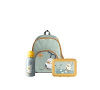 Sterntaler Kindergarten Set Ente Edda - Unisex Set mit Enten-Motiv - Enthält Kinderrucksack, Brotdose und Trinkflasche - Farbe Steingrün