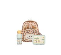 Sterntaler Kindergarten Set Giraffe Kaya - Unisex Multipack mit Giraffen-Motiv - Enthält Kinderrucksack mit Kühlfunktion, Brotdose und Trinkflasche - Farbe Goldbraun