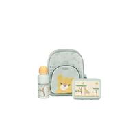 Sterntaler Kindergarten Set Löwe Leo - Unisex Multipack mit Löwen-Motiv - Enthält Kinderrucksack mit Kühlfunktion, Brotdose und Trinkflasche - Farbe Steingrau