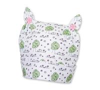 Sterntaler Knotenmütze für Mädchen mit Wald-Motiven und zwei Zipfeln mit Knöpfen in Blütenform, Alter: 3-4 Monate, Größe: 39, Weiß