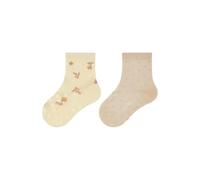 Sterntaler Krabbelsocken Doppelpack Blumen - Baby und Kinder Stoppersocken mit Motiv Blumen & Struktur, ABS auf Spann & Sohle, Vanillefarben, Größe 18