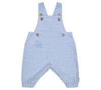 Sterntaler Latzhose Leinenoptik - Baby- und Kinder Latzhose aus Baumwolle, Vorderteil Leinenoptik Uni, Rückteil Jersey, Tasche, Löwen-Stickerei, Kokosknöpfe, verdeckte Knopfleiste, Hellblau, Größe 56