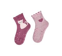 Sterntaler 2er-Pack ABS-Krabbelsocken Katze Herz 17 rosa/beere