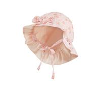 Sterntaler Mädchen Hut mit Blümchen Print - UV-Schutz 30 - Bio-Batist Futter - Sommer Strand Hut mit Ohrenklappen, Bindebändern und Größenregulierungsband, zartrosa, Größe 41