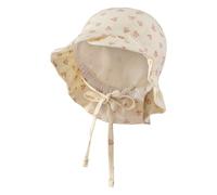 Sterntaler Hut Sträußchen - Mädchen Hut mit Print - UV-Schutz 50+ Sonnen Hut - Futter aus Batist (Bio) - Sommer Strand Hut mit Größenregulierungsband und Bindebändern - Fischerhut, Natur, Größe 39