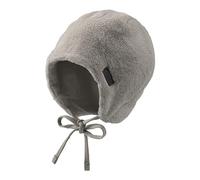 Sterntaler Mütze aus Teddyflausch - Unisex Babymütze mit angeschnittenen Ohrenklappen und Bindeband - warme Beanie, gefüttert mit Baumwollfleece - Erstlingsmütze - hellgrau, 35