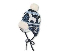 Sterntaler Mütze für Jungen mit Bommel und Eisbär-Motiv, Gefüttert, Alter: 4-5 Monate, Größe: 41, Blau (Marine)