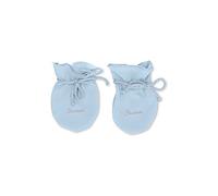 Sterntaler OCS Kratzfäustlinge Doppelpack - Fäustlinge ab Geburt aus Singlejersey (Bio) - weiche Unisex Kratz Handschuhe für Neugeborene - mit Logo Print - graublau, Gr. 0