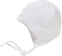 Sterntaler OCS Mütze - Baby Beanie Mütze aus Singlejersey (Bio) doppellagig - Unisex Kopfbedeckung mit Ohrenklappen - Baby und Kinder Übergangsmütze zum Binden - ab Geburt - weiß, Größe 33