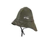 Sterntaler Regenhut uni - Kinder Südwester wasserdicht - Jungen Regenhut mit Jerseyfutter, Ohrenklappen und zum Binden - robuste Regenbekleidung mit reflektierendem Logo - mattgrün, Größe 47