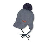 Sterntaler Schirmmütze für Jungen mit Bommel, Ohrenklappen und Bindebändern, Alter: 6-9 Monate, Größe: 45, Blau (Marine)