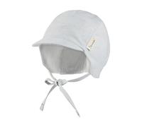 Sterntaler Schirmmütze Graumeliert - Jungen Mütze aus Baumwoll-Leinen-Mix - UV-Schutz 50+ Baby- und Kindermütze mit Ohrenklappen - Schirmmütze zum Binden - ab Geburt - hellblau, Größe 41