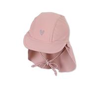 Sterntaler Schirmmütze Herz - UV-Schutz 50+ Baby Mütze mit Nackenschutz & Bindeband - Sonnenmütze mit Herzchen-Druck - Bademode für Schwimmbad und Strand, zartrosa, Größe 53