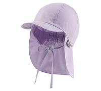 Sterntaler Schirmmütze mit Nackenschutz aus Bio -Popeline - Schirmmütze Mädchen mit Nackenschutz und Ohrenklappen schützt den Kopf vor der Sonne - Sonnenkappe Baby UV 50+ mit Bindeband - flieder, 45