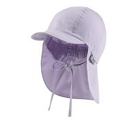 Sterntaler Schirmmütze mit Nackenschutz aus Bio -Popeline - Schirmmütze Mädchen mit Nackenschutz und Ohrenklappen schützt den Kopf vor der Sonne - Sonnenkappe Baby UV 50+ mit Bindeband - Flieder, 45