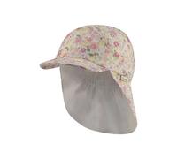 Sterntaler Schirmmütze mit Nackenschutz Blümchen für Mädchen - Kinder Mütze aus Bio -Baumwollmuesselin - Sonnenkappe Kinder gefüttert mit Baumwollstoff - ecru, 55