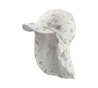 Sterntaler Schirmmütze mit Nackenschutz Blümchen für Mädchen - Baby Mütze aus Bio -Baumwollmuesselin - Sonnenkappe Baby gefüttert mit Baumwollstoff - ecru, 47