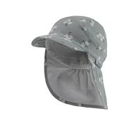 Sterntaler Schirmmütze mit Nackenschutz Blüten für Mädchen - Kinder Mütze mit UV -Schutz 50+ - Sonnenkappe Kinder aus Baumwolle - steingrün, 51