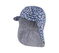 Sterntaler Schirmmütze mit Nackenschutz Blume für Mädchen - Baby Mütze mit UV -Schutz 30 - Sonnenkappe aus Baumwolle - blau, 47