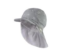 Sterntaler Schirmmütze mit Nackenschutz Gänseblumen für Mädchen - Kinder Mütze - Sonnenkappe Kinder aus Baumwolle - steingrün, 51