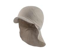 Sterntaler Schirmmütze mit Nackenschutzschutz uni aus Bio -Baumwolle - Unisex Schirmmütze schützt den Kopf vor der Sonne - Sonnenkappe Baby UV 50+ mit Bindeband - beige, 49