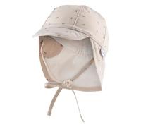 Sterntaler Schirmmütze Nacken Anker - Baby- und Kinder Mütze mit Nackenschutz, Ohrenklappen und Bindeband - Sonnenmütze mit Futter aus Batist (Bio) - Sommer Kopfbedeckung - beige, Größe 49