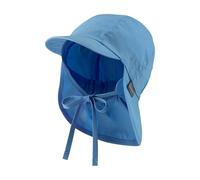 Sterntaler Unisex Kinder Schirmmütze mit Nackenschutz mit Bindebänder und Ohrenklappen Mütze, samtblau, 43
