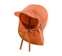 Sterntaler Schirmmütze Nacken Basic - Unisex Baby- und Kinder Mütze mit Nackenschutz, Ohrenklappen und Bindeband - UV-Schutz 50+ Hut aus Popeline (Bio) - Sommer Kopfbedeckung - rost, Größe 49