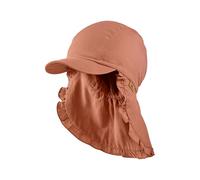 Sterntaler Schirmmütze Nacken gerüscht - Mädchen Mütze aus Baumwolle mit Nackenschutz - UV-Schutz 50+ Sonnenhut mit Rüschenrand - Sommer Kopfbedeckung - Gummiband im Nacken - lichtbraun, Größe 53