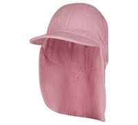 Sterntaler Schirmmütze Nacken Musselin - Mädchen Mütze mit Nackenschutz - UV-Schutz 50+ Sonnenhut Baby und Kinder - Kopfbedeckung aus Baumwoll Musselin (Bio) - samtrosa, Größe 53