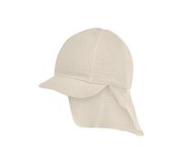 Sterntaler Schirmmütze Nacken Musselin - Unisex Mütze aus Baumwoll Musselin (Bio) - UV-Schutz 50+ Sonnenhut mit Nackenschutz - Baby- und Kinder Sommer Kopfbedeckung - beige, Größe 49